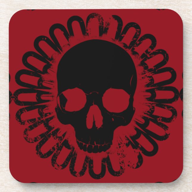 Skull Pattern Elegant Fun Halloween Goth Any Colou Coaster (Front)
