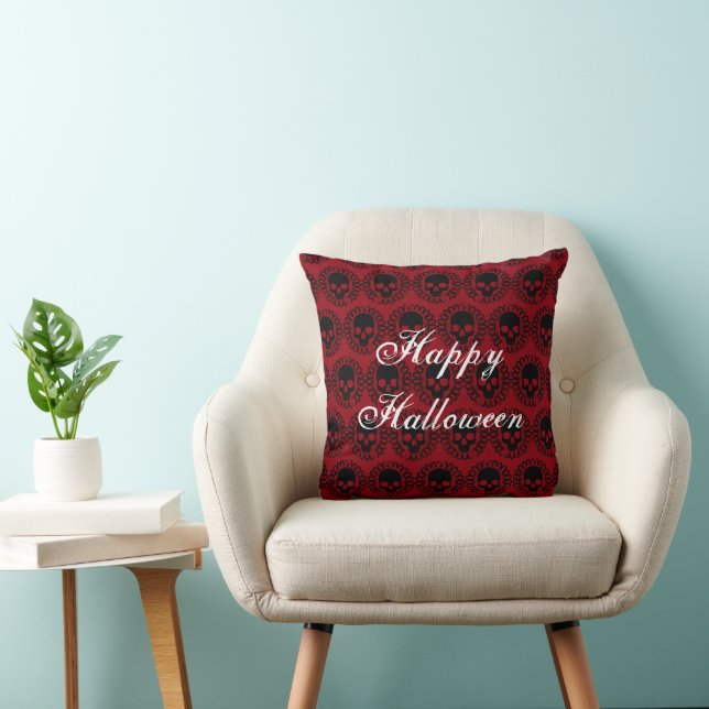 Skull Pattern Elegant Fun Halloween Goth Any Colou Cushion (Chair)