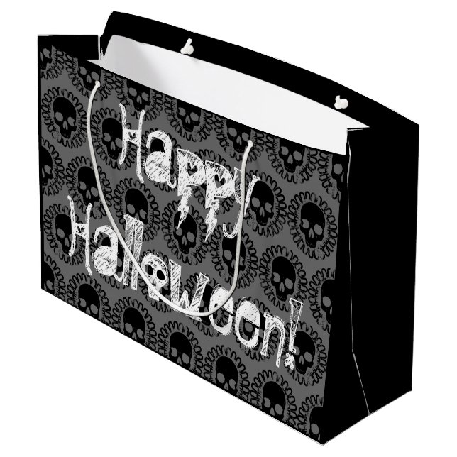 Skull Pattern Elegant Fun Halloween Goth Any Colou Large Gift Bag (Back Angled)