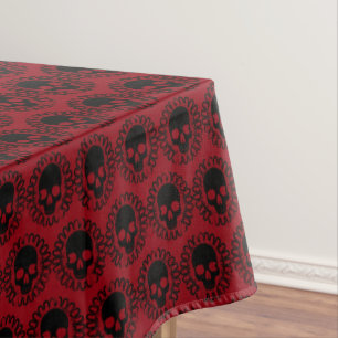 Skull Pattern Elegant Fun Halloween Goth Any Colou Tablecloth