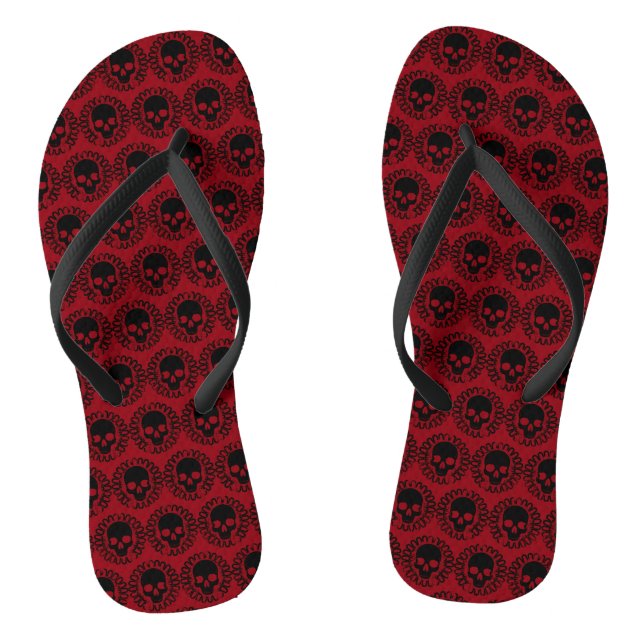 Skull Pattern Elegant Halloween Goth Any Colour Flip Flops (Footbed)