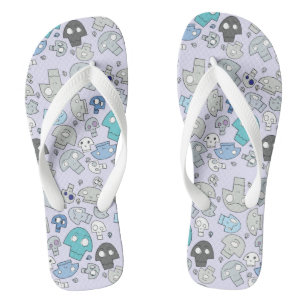 Skull Pattern Flip Flops