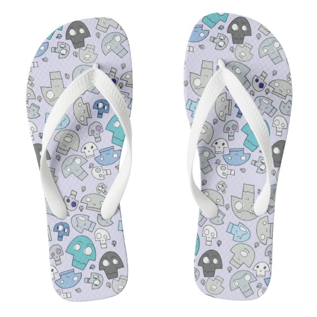 Skull Pattern Flip Flops (Footbed)