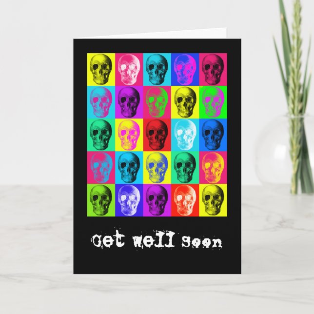 Skull Pattern Get Well Soon Card (Front)