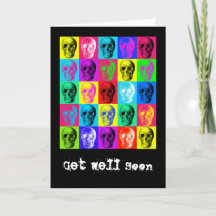Skull Pattern Get Well Soon Card