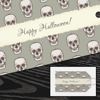Skull Pattern Gothic Horror Pixel Art Gift Tags
