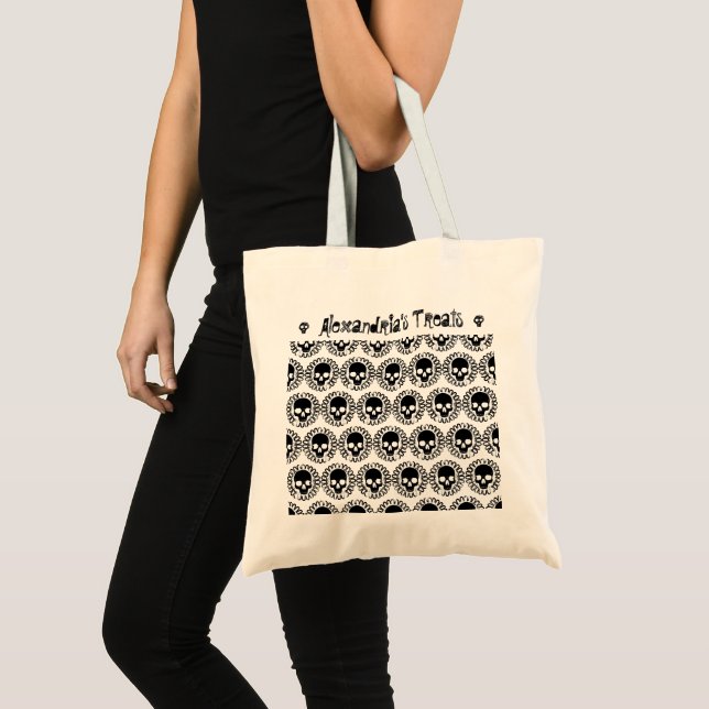 Skull Pattern Halloween Punk Goth Trick Or Treat Tote Bag (Front (Product))
