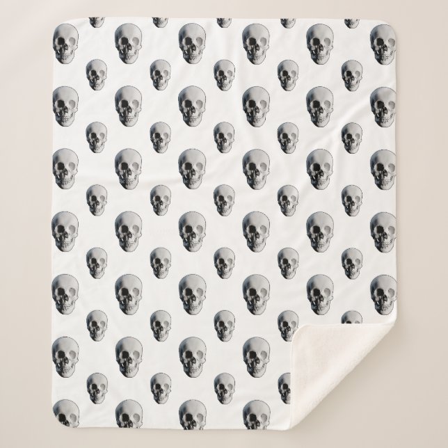 Skull Pattern Halloween Sherpa Blanket (Front)