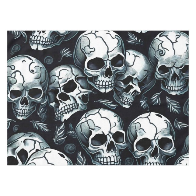 Skull Pattern Halloween themed Tablecloth (Front (Horizontal))
