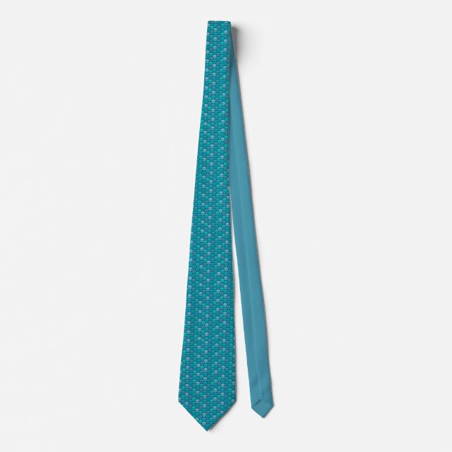 Skull pattern in blue and turquoise colours tie (Front)