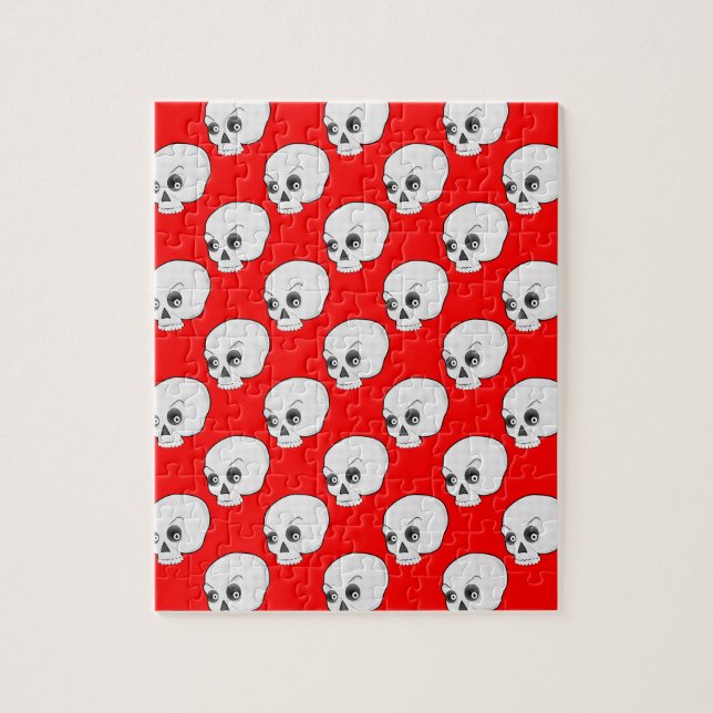 Skull Pattern On Red Background Jigsaw Puzzle (Vertical)