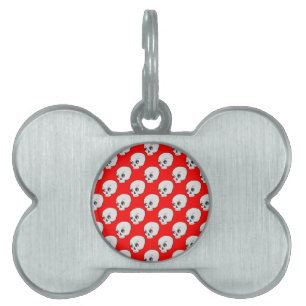 Skull Pattern On Red Background Pet Name Tag