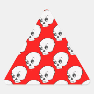 Skull Pattern On Red Background Triangle Sticker