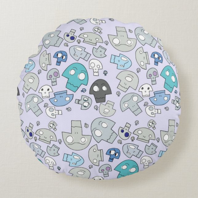 Skull Pattern Round Cushion (Front)
