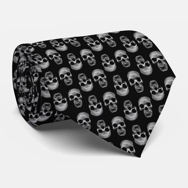 Skull Pattern Tie (Rolled)