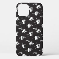 Skull Pattern with Weapons: Dark Background.