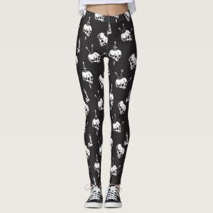 Skull Pattern with Weapons: Dark Background. Leggings