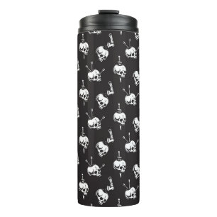 Skull Pattern with Weapons: Dark Background. Thermal Tumbler