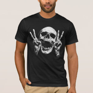 Skull Peace Hands, Dark Gothic Halloween T-Shirt