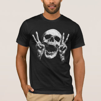 Skull Peace Hands, Dark Gothic Halloween T-Shirt