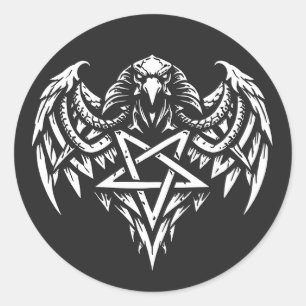 Skull Pentagram Tribal by BurnsInhell Classic Round Sticker
