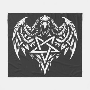 Skull Pentagram Tribal by BurnsInhell Fleece Blanket