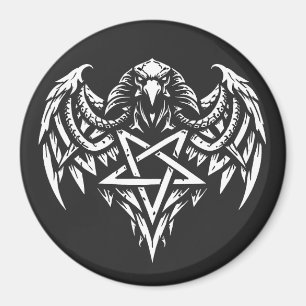 Skull Pentagram Tribal by BurnsInhell Magnet