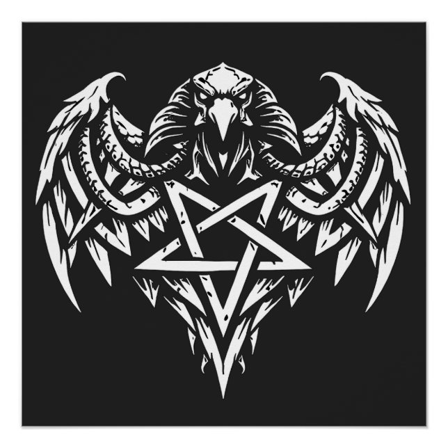Skull Pentagram Tribal by BurnsInhell Poster (Front)