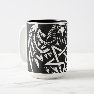 Skull Pentagram Tribal by BurnsInhell Two-Tone Coffee Mug