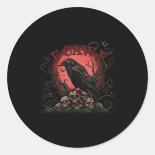 Skull Pile Raven F-caw-f Halloween Tee Classic Round Sticker
