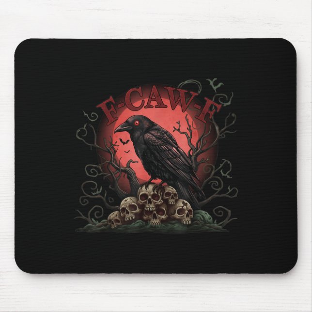 Skull Pile Raven F-caw-f Halloween Tee  Mouse Mat (Front)