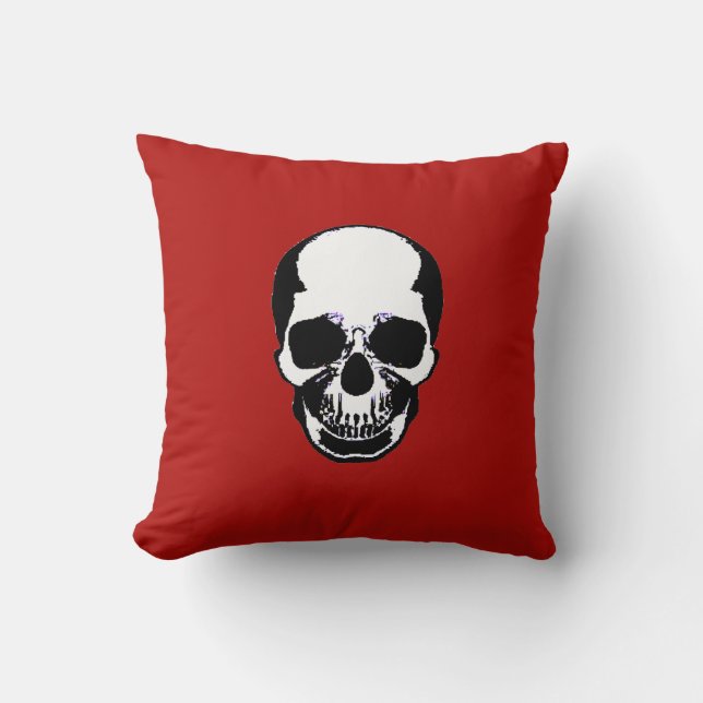 Skull Pillow - Ivory & Artery (Front)