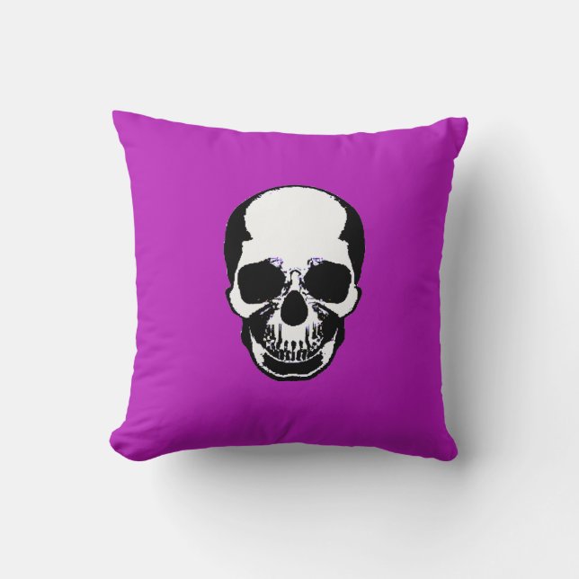 Skull Pillow - White Purple (Front)