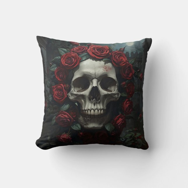 Skull pillow with flowers (Front)