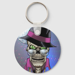 Skull Pimp with Hat, Glasses, Gold Chain and Disco Key Ring