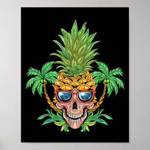 Skull Pineapple Aloha Beaches Hawaiian Flowers Poster