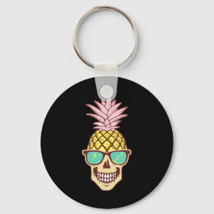 Skull Pineapple Fruit Sungles Hawaiian Aloha Beach Key Ring