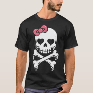 Skull Pink Bow Dripping Halloween T-Shirt