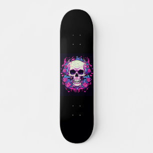 Skull Pink Roses Skateboard