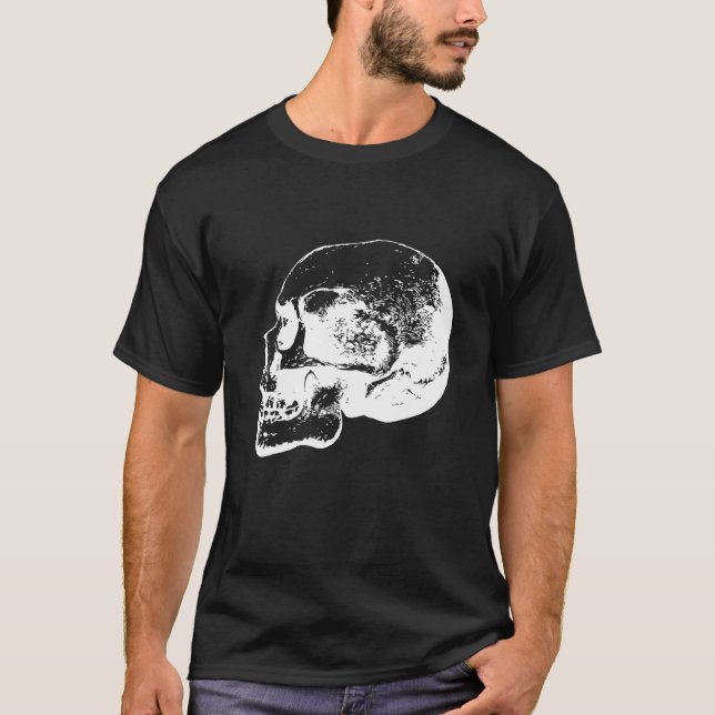 Skull pirate biker rocker dead varnitas bone weird T-Shirt (Front)