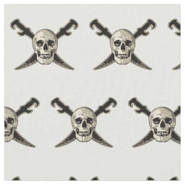 Skull (Pirate) - Custom Combed Cotton (56" width) Fabric (Close Up)