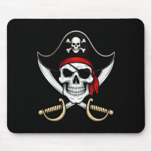 Skull Pirate Jolly Roger Flag Halloween Mouse Mat