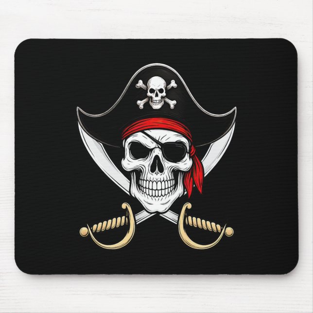 Skull Pirate Jolly Roger Flag Halloween  Mouse Mat (Front)