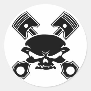 SKULL & PISTONS CLASSIC ROUND STICKER