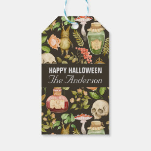 Skull Plant Mushroom Flower Abstract Halloween Gift Tags