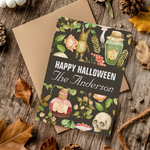 Skull Plant Mushroom Flower Abstract Halloween Holiday Postcard