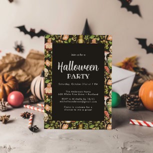 Skull Plant Mushroom Flower Abstract Halloween Invitation