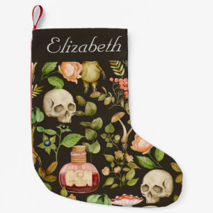 Skull Plant Mushroom Flower Abstract Halloween Small Christmas Stocking