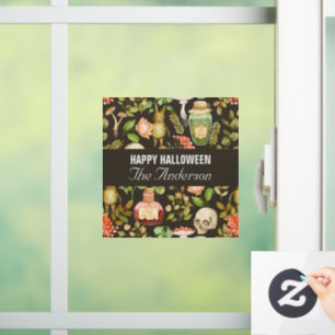 Skull Plant Mushroom Flower Abstract Halloween Window Cling