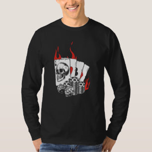 Skull Player Cards Playing Gambler Aces Holdem Tex T-Shirt